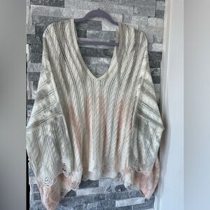 Women's POL ombré colored sweater-Extra oversized-white, Gray, Pink-Medium